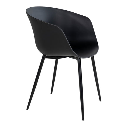 Roda Eetkamerstoel - Set van 2 Eetkamerstoelen, zwart met zwarte poten