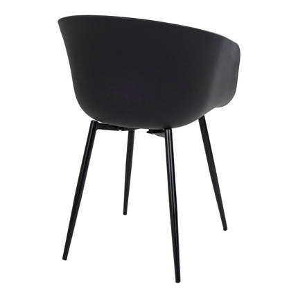 Roda Eetkamerstoel - Set van 2 Eetkamerstoelen, zwart met zwarte poten