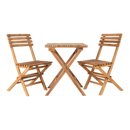 Cuenca Café Set - Caféset, 2 stoelen en 1 tafel, teakhout, naturel