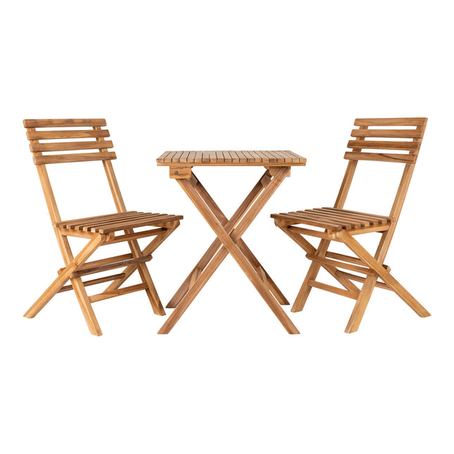 Cuenca Café Set - Caféset, 2 stoelen en 1 tafel, teakhout, naturel