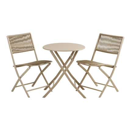 Arcas Bistro Set - bistroset, 2 stoelen en 1 tafel, polyester/staal, taupe