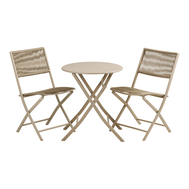 Arcas Bistro Set - bistroset, 2 stoelen en 1 tafel, polyester/staal, taupe