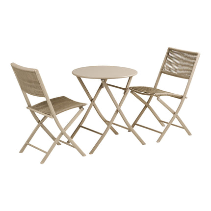 Arcas Bistro Set - bistroset, 2 stoelen en 1 tafel, polyester/staal, taupe