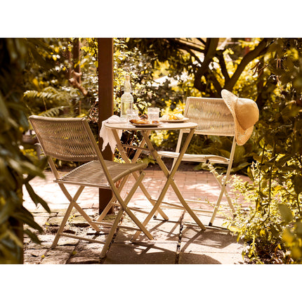 Arcas Bistro Set - bistroset, 2 stoelen en 1 tafel, polyester/staal, taupe