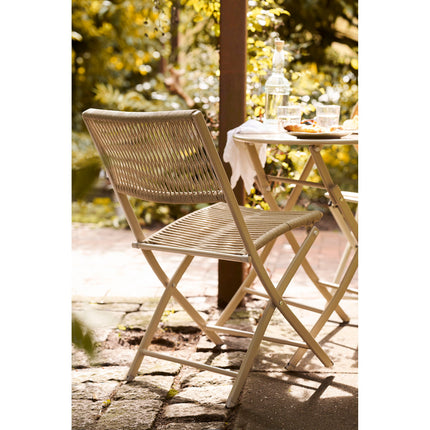 Arcas Bistro Set - bistroset, 2 stoelen en 1 tafel, polyester/staal, taupe