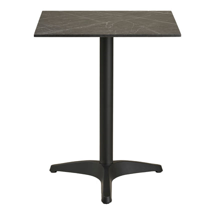 Bistrotafel - bistrotafel, marmerlook, donkergrijs, zwarte aluminium poten, 60x60x73 cm