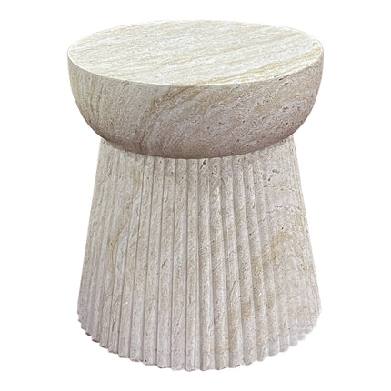 Bonn Bijzettafel - Bijzettafel, fiberclay met geribbelde structuur, naturel ø37x43 cm