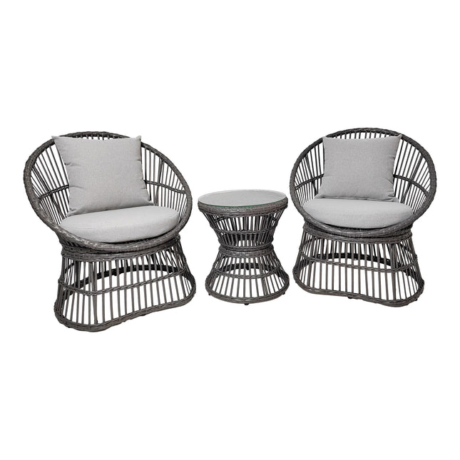 Natal Lounge Set - loungeset, rattan, grijs, incl. kussens