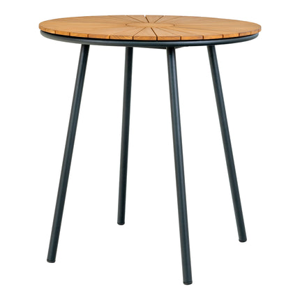 Cleveland Bistrotafel - bistrotafel, teakhouten tafelblad, naturel, zwarte poten ø70 x 74 cm