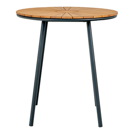 Cleveland Bistrotafel - bistrotafel, teakhouten tafelblad, naturel, zwarte poten ø70 x 74 cm