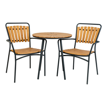 Cleveland Bistrotafel - bistrotafel, teakhouten tafelblad, naturel, zwarte poten ø70 x 74 cm