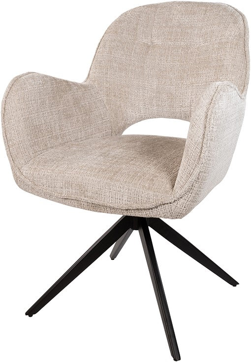 Mysons Alicia eetkamerstoel - draaipoot 360ARS - Cremona - Taupe 04 (set van 2 stuks)