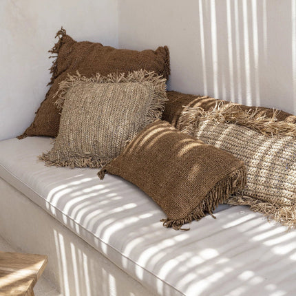 Raffia kussenhoes vierkant - naturel - 40x40