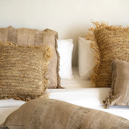 Raffia kussenhoes vierkant - naturel - 40x40