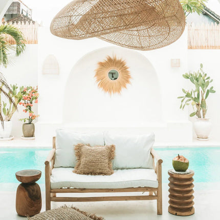 Raffia kussenhoes vierkant - naturel - 40x40