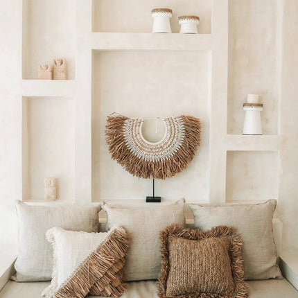 Raffia kussenhoes vierkant - naturel - 40x40