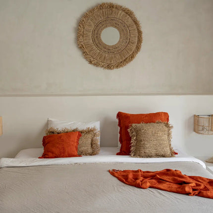 Raffia kussenhoes vierkant - naturel - 40x40