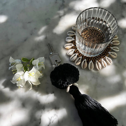 De pompon sleutelhanger - Zwart