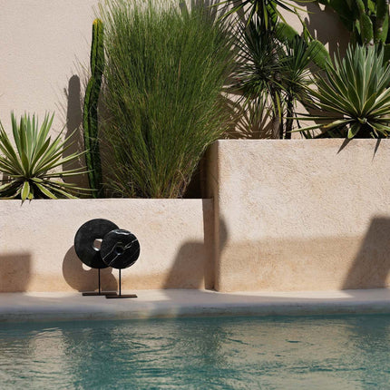 De marmeren schijf op standaard - Zwart - L