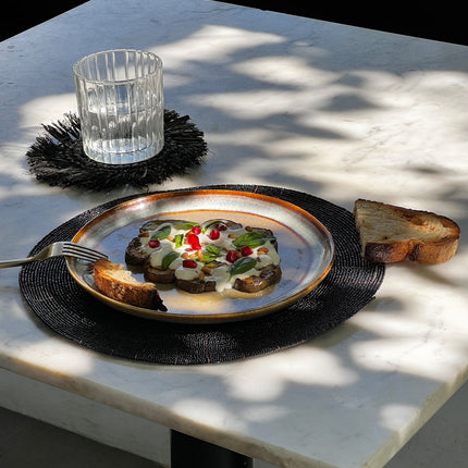 Placemat met kralen - zwart