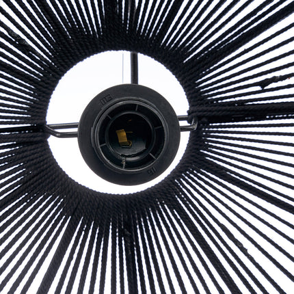 De houten kralenkroonluchter - zwart - L