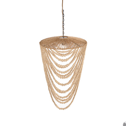 De kroonluchter met houten kralen - Naturel - L
