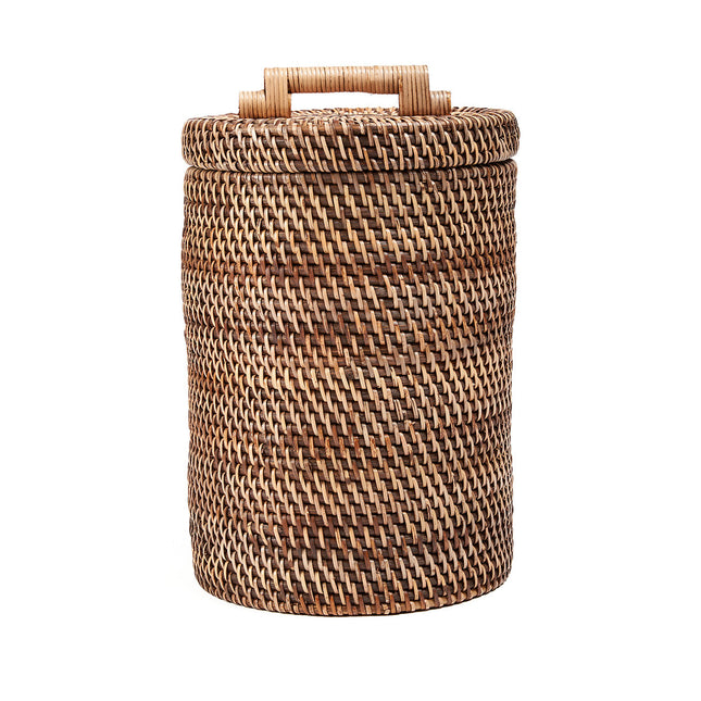 Rotan prullenbak hoog - naturel bruin