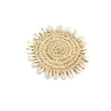 De raffia schelpenonderzetter - naturel