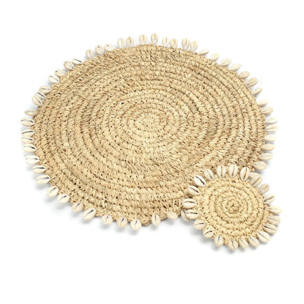 De raffia schelpenonderzetter - naturel
