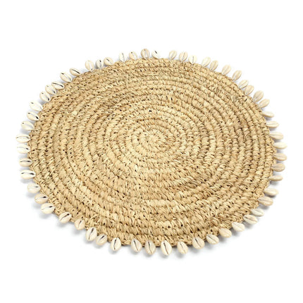 De raffia schelpen placemat - naturel