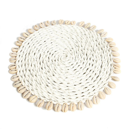 Zeegras schelp pannenonderzetter - wit