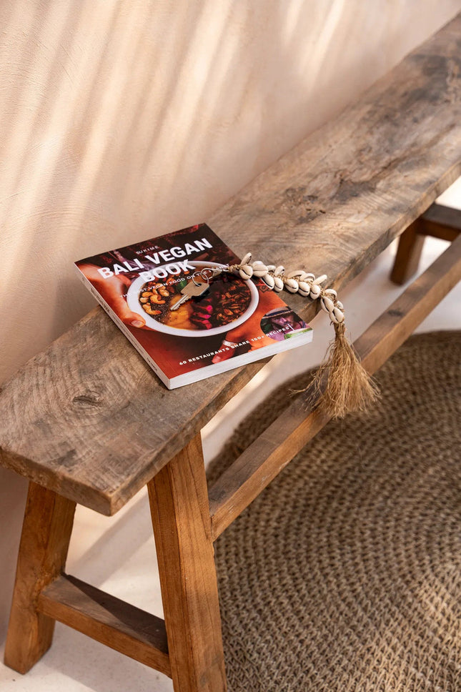 De raffia visgraatsleutelhanger - naturel wit