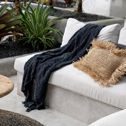 De Raffia Kussenhoes Rechthoekig - Naturel - 30x50