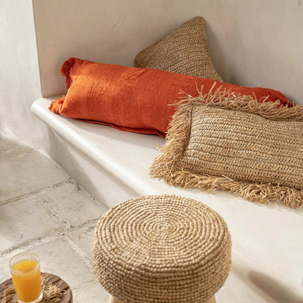 De Raffia Kussenhoes Rechthoekig - Naturel - 30x50