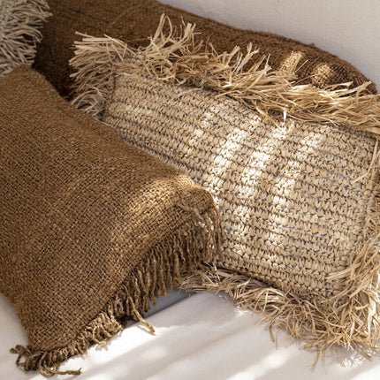 De Raffia Kussenhoes Rechthoekig - Naturel - 30x50