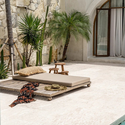 De raffia kussenhoes rechthoekig - naturel - 35x100