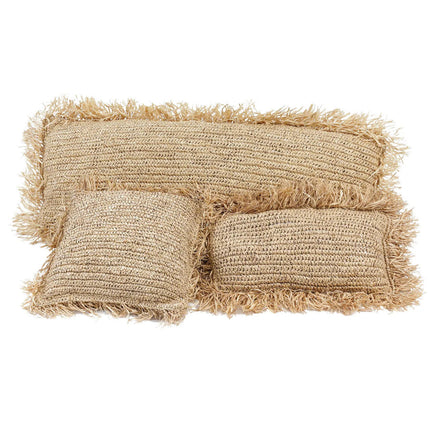 De raffia kussenhoes rechthoekig - naturel - 35x100