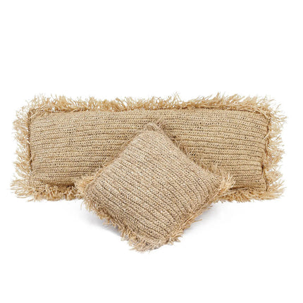 De raffia kussenhoes rechthoekig - naturel - 35x100