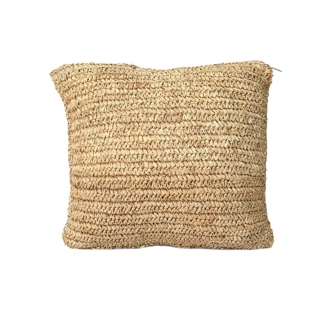 De Raffia Flores Kussenhoes Vierkant - Naturel - 40x40 cm