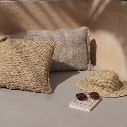 De Raffia Flores Kussenhoes Vierkant - Naturel - 40x40 cm