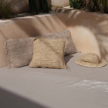 De Raffia Flores Kussenhoes Vierkant - Naturel - 40x40 cm