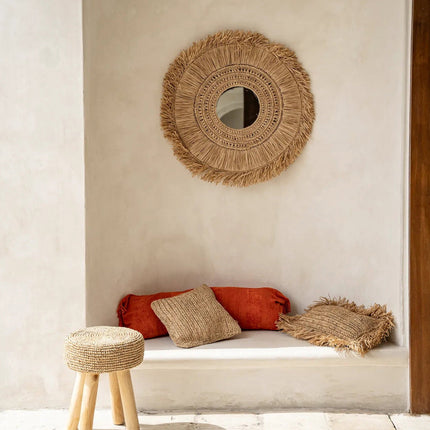 De Raffia Flores Kussenhoes Vierkant - Naturel - 40x40 cm