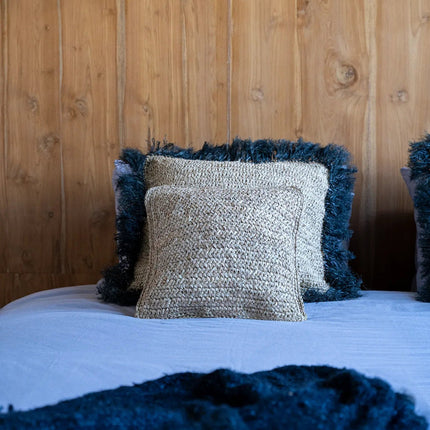 De Raffia Flores Kussenhoes Vierkant - Naturel - 40x40 cm