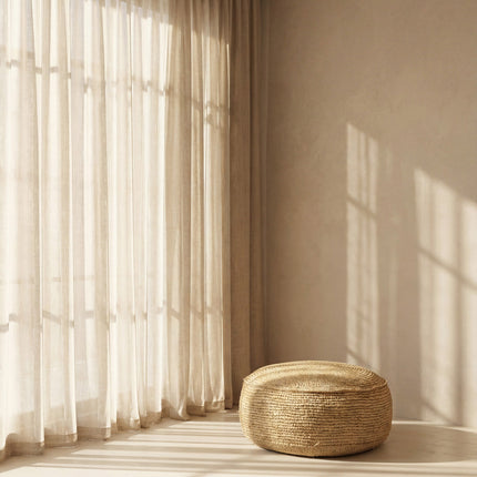 De Raffia Flores Poef - Naturel