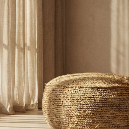 De Raffia Flores Poef - Naturel