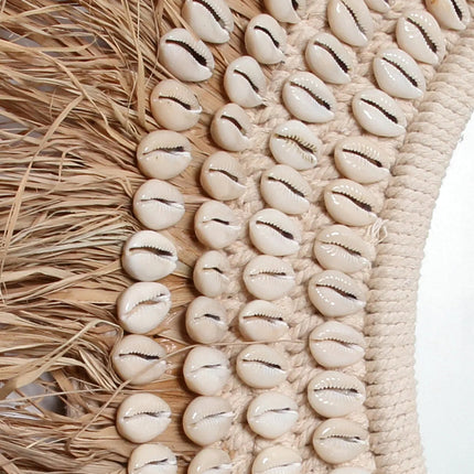 De raffia cowrie-spiegel - natuurwit