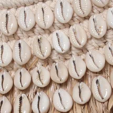 De raffia cowrie-spiegel - natuurwit