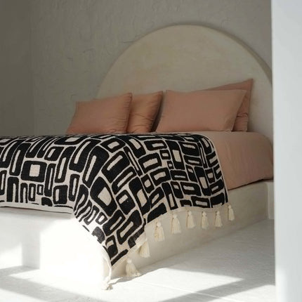 De Azteekse bedsprei - naturel zwart