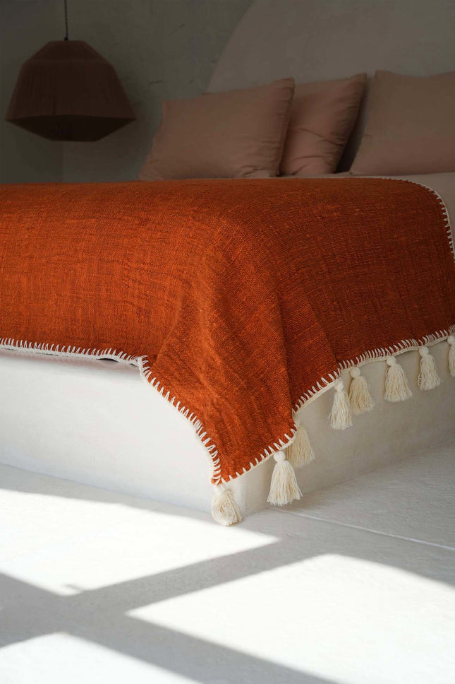 De Stitch bedsprei - terracotta