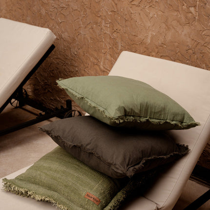 Jungle-kussenhoes met franjes - groen